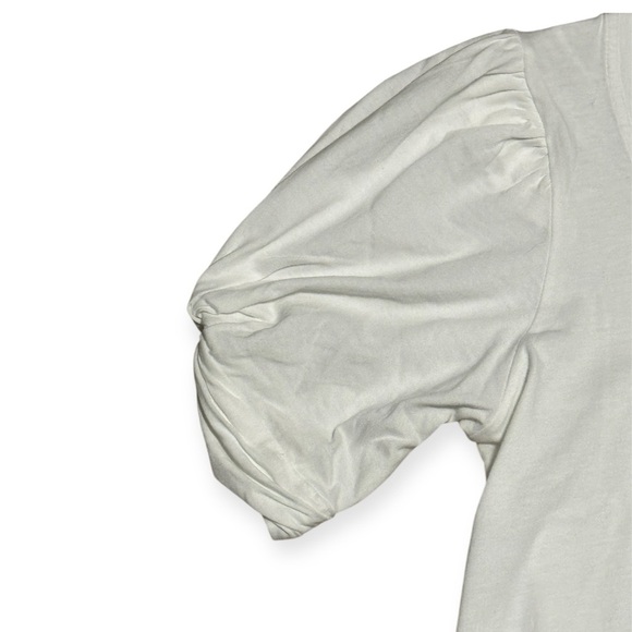 009 7 FOR ALL MANKIND Women's Cotton V-Neck Twisted Sleeve Tee - White, Small - Picture 5 of 6